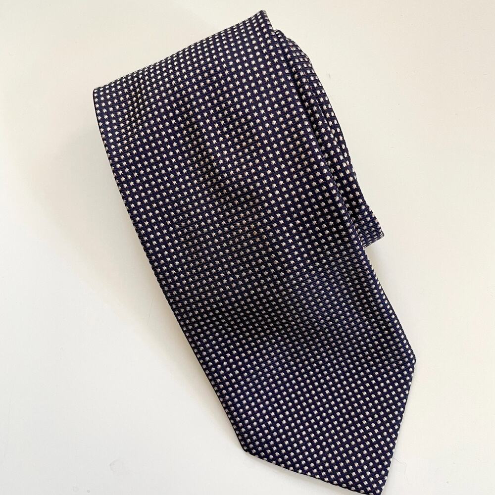 Barneys New York Silk Neck Tie Black Micro Dot Made In Italy 3.5" x 62"